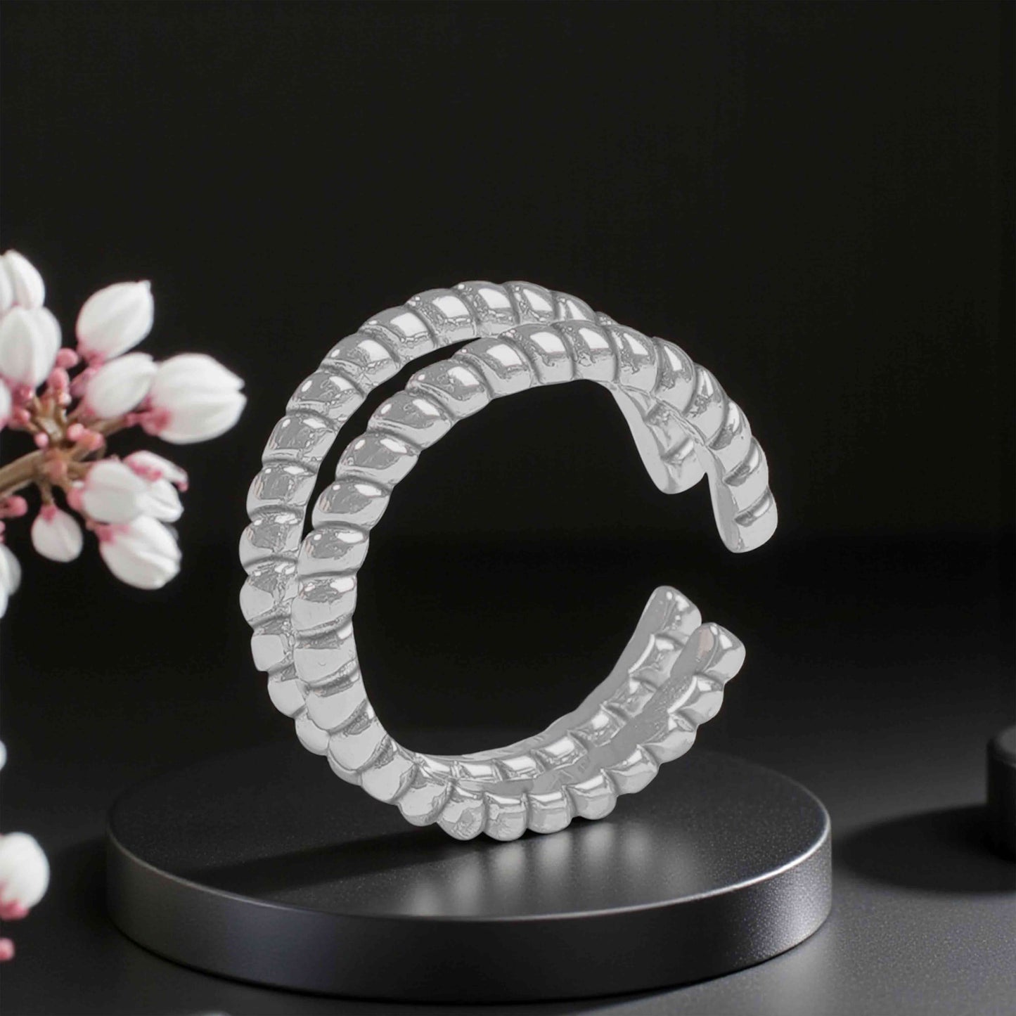 Two-Tone Braided Sterling Silver Toe Rings