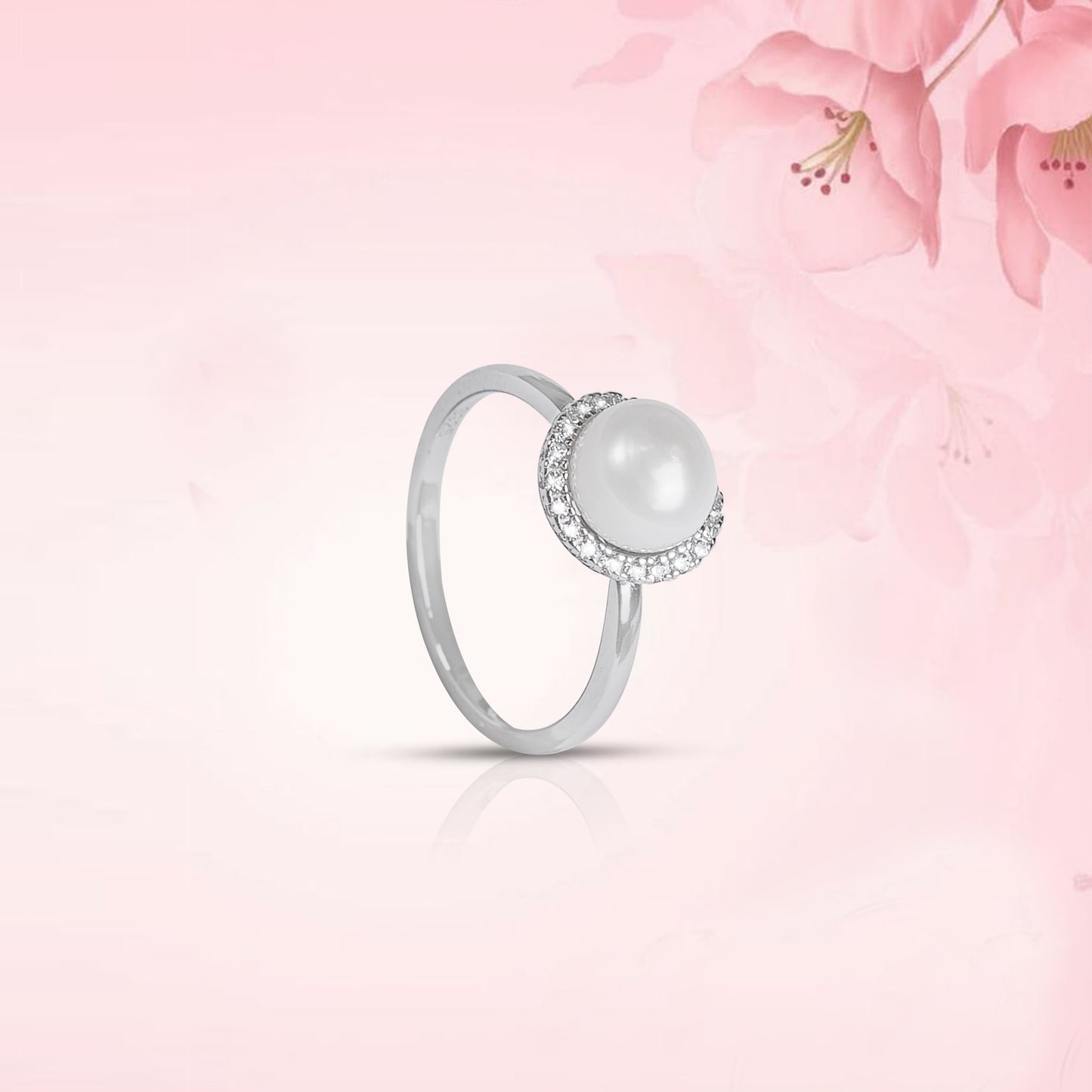 Halo Pearl Silver Ring
