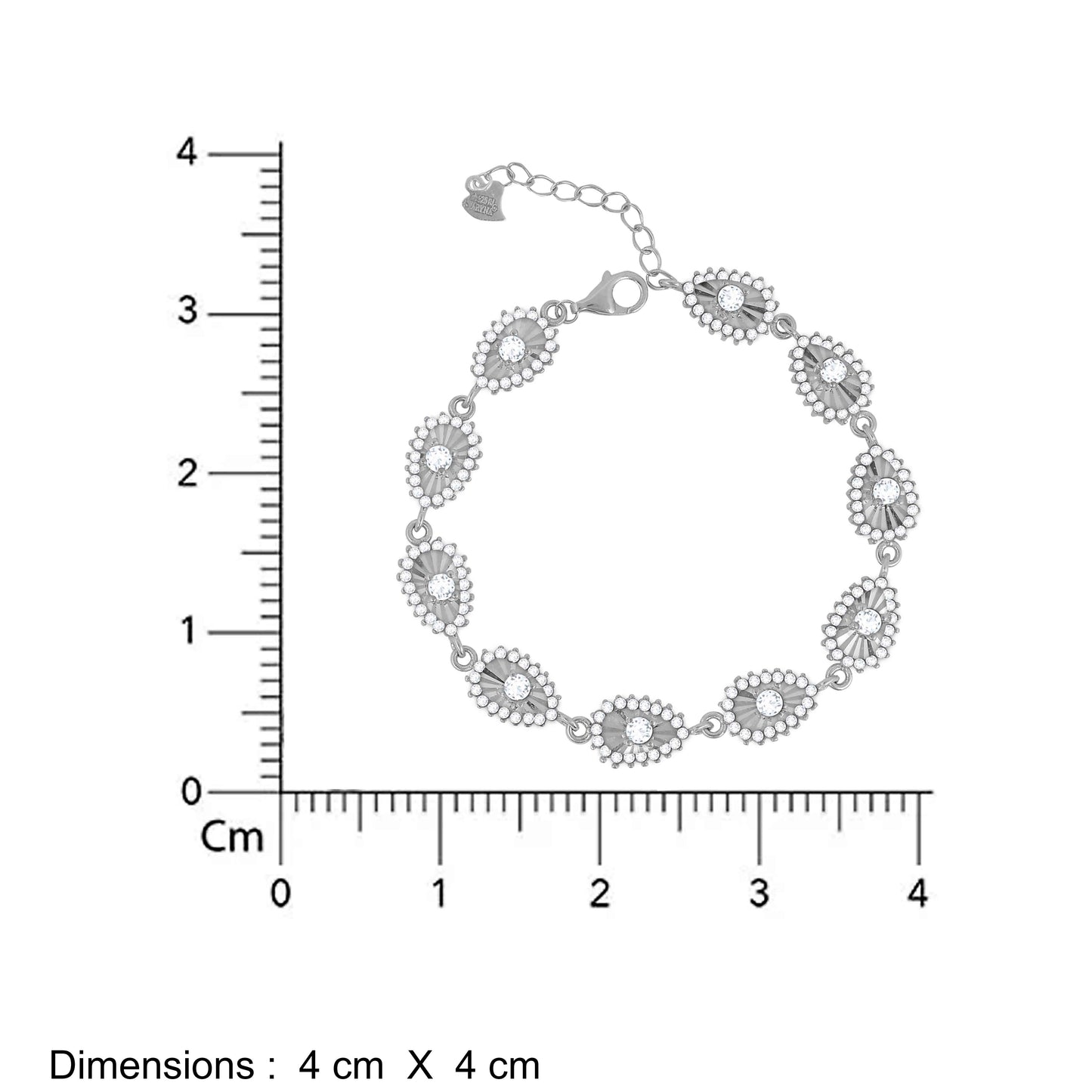 Aryna Floral Medallion Silver Bracelet