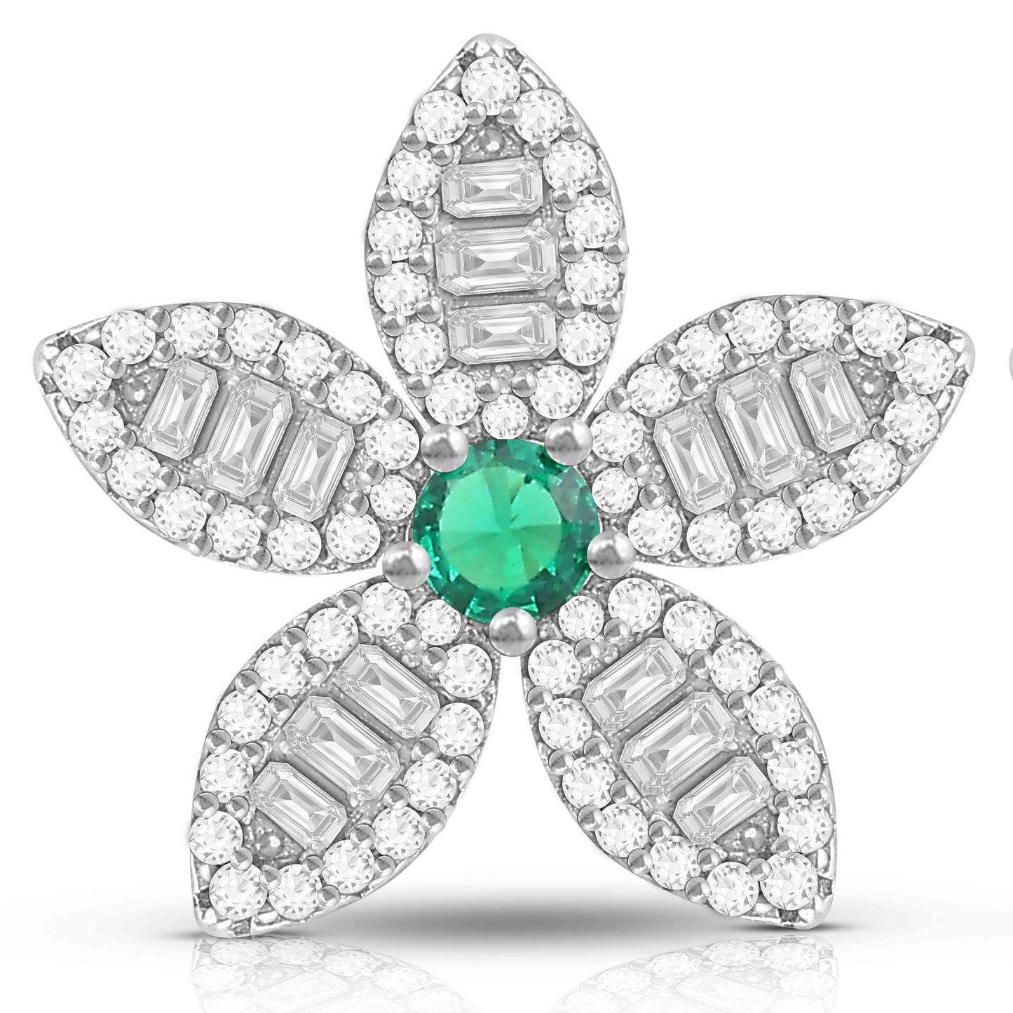 Aryna Emerald Flower Silver Ear Ring