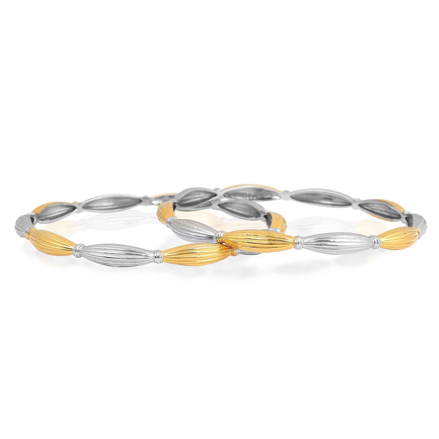 Aryna Dual Tone Braided Silver Bangle