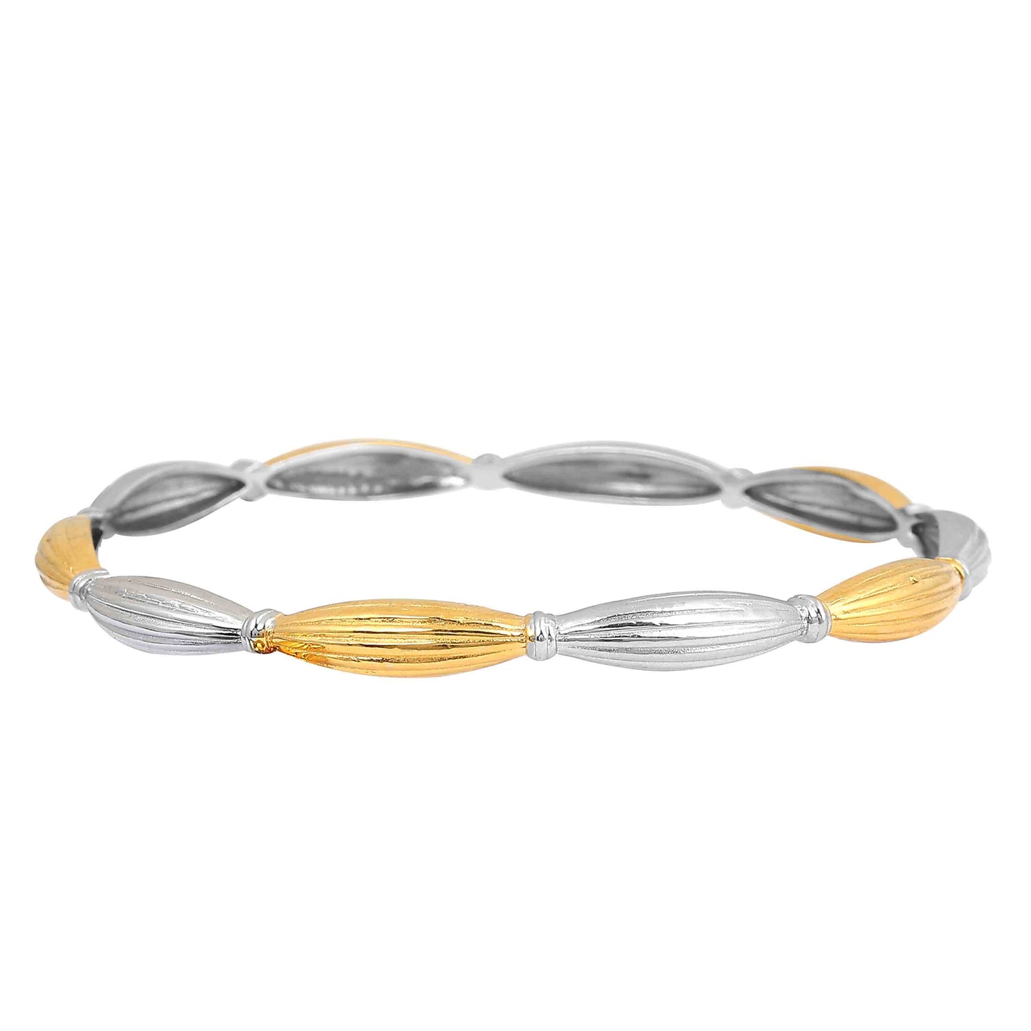 Aryna Dual Tone Braided Silver Bangle