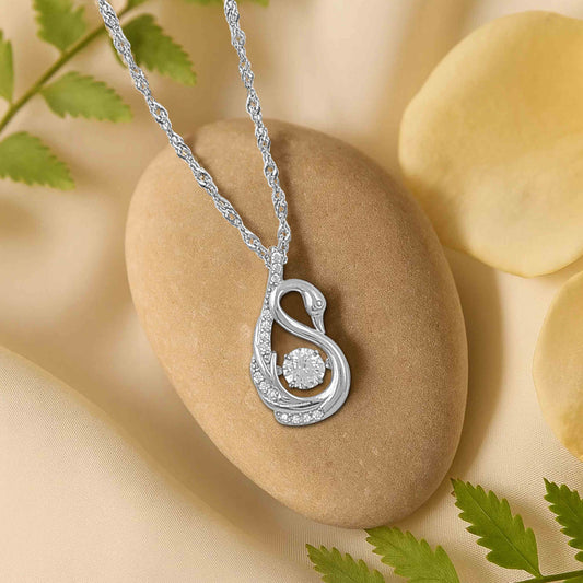 Aryna Graceful Swirl Silver Chain Pendant
