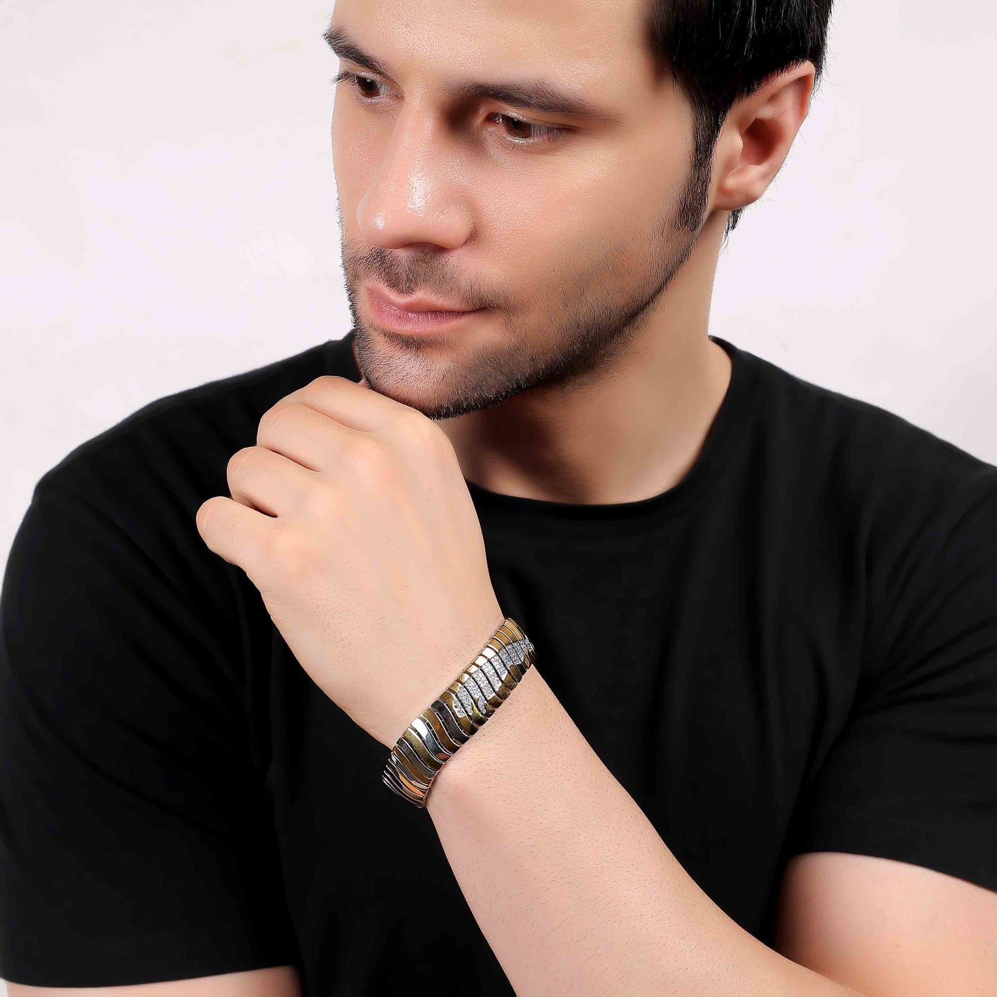 Aryna Regal Serpent Silver Men's Bracelet