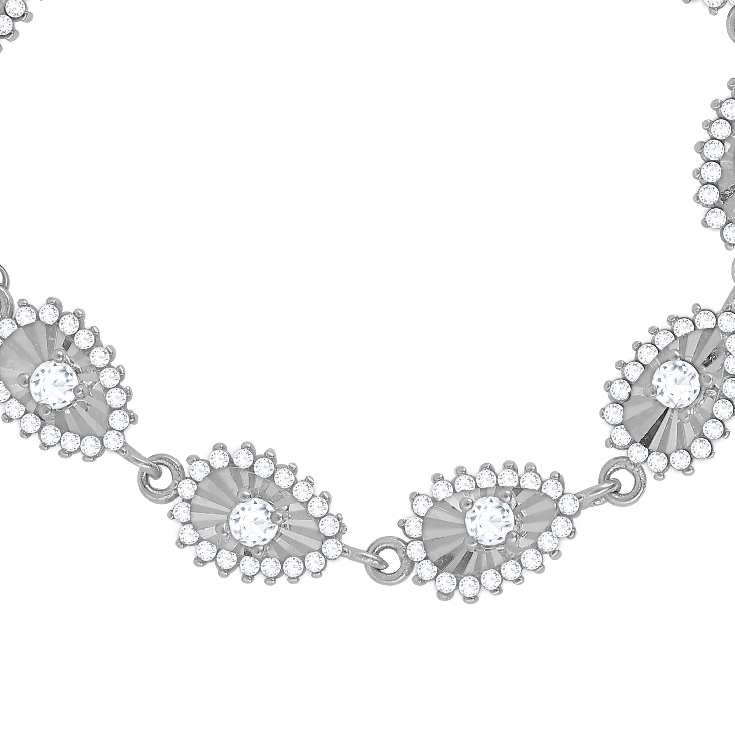 Aryna Floral Medallion Silver Bracelet