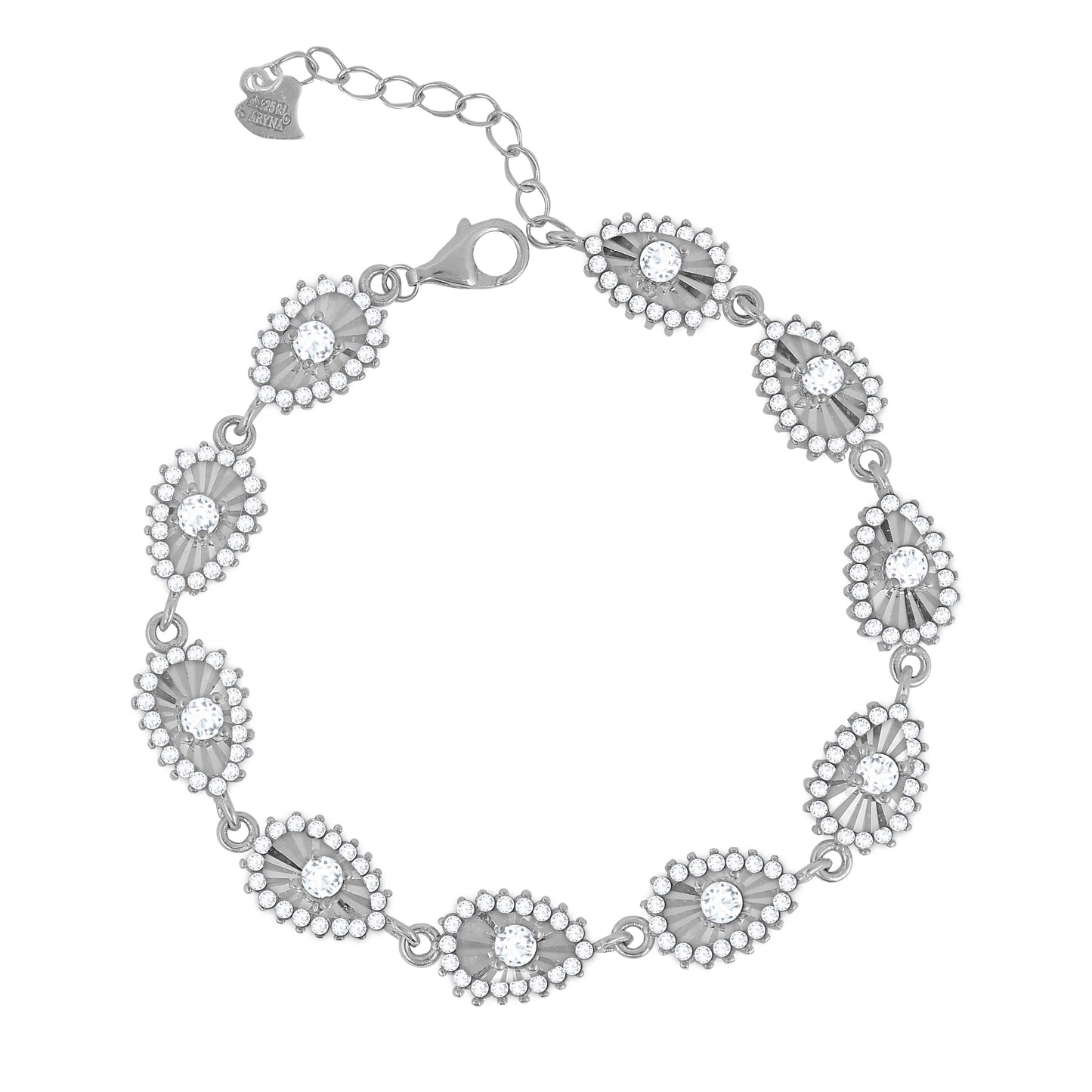 Aryna Floral Medallion Silver Bracelet