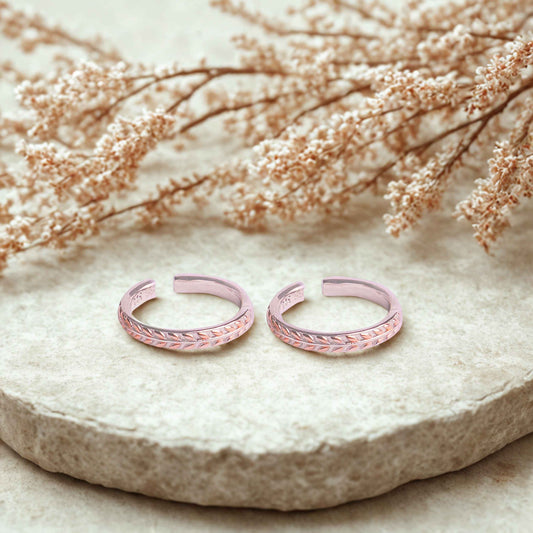 Leaf Pattern Sterling Silver Toe Rings
