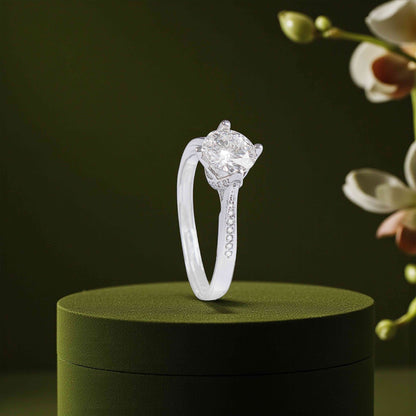 Solitaire Sparkle Silver Ring