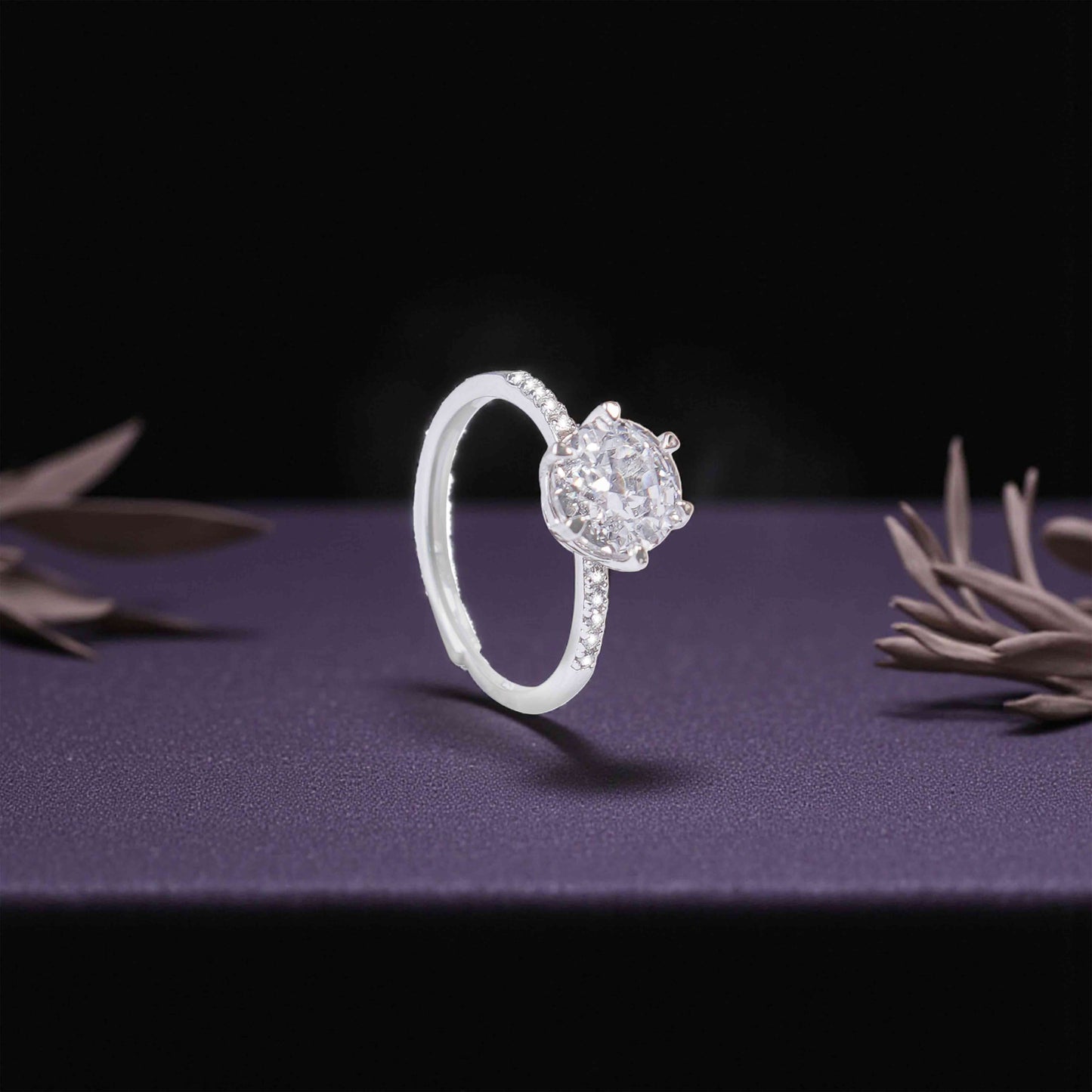 Ocean Blue Solitaire Silver Ring