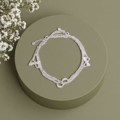 The Bow Sparkle Silver Payal