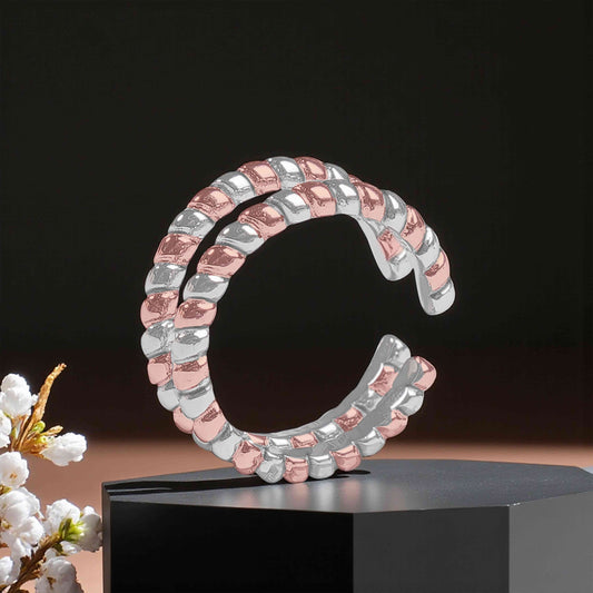 Two-Tone Braided Sterling Silver Toe Rings