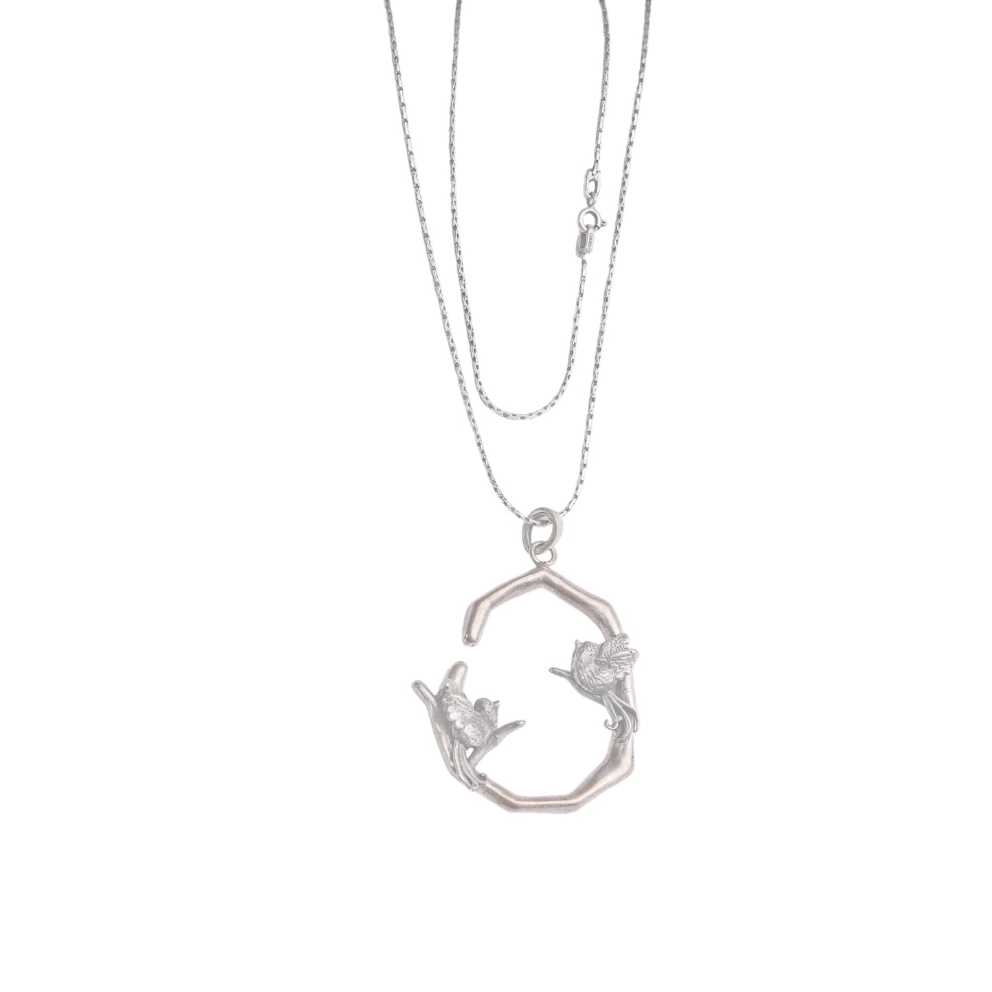 Lovebird Serenity Silver Chain Pendant