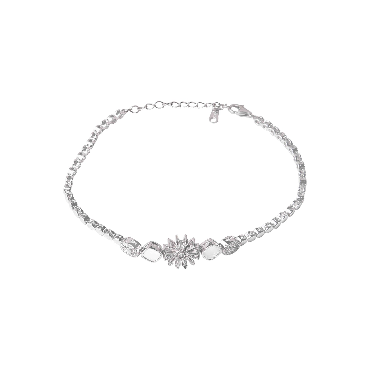 Floral Sparkle Silver Bracelet