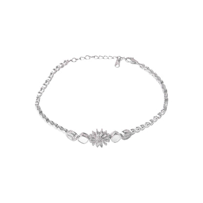 Floral Sparkle Silver Bracelet