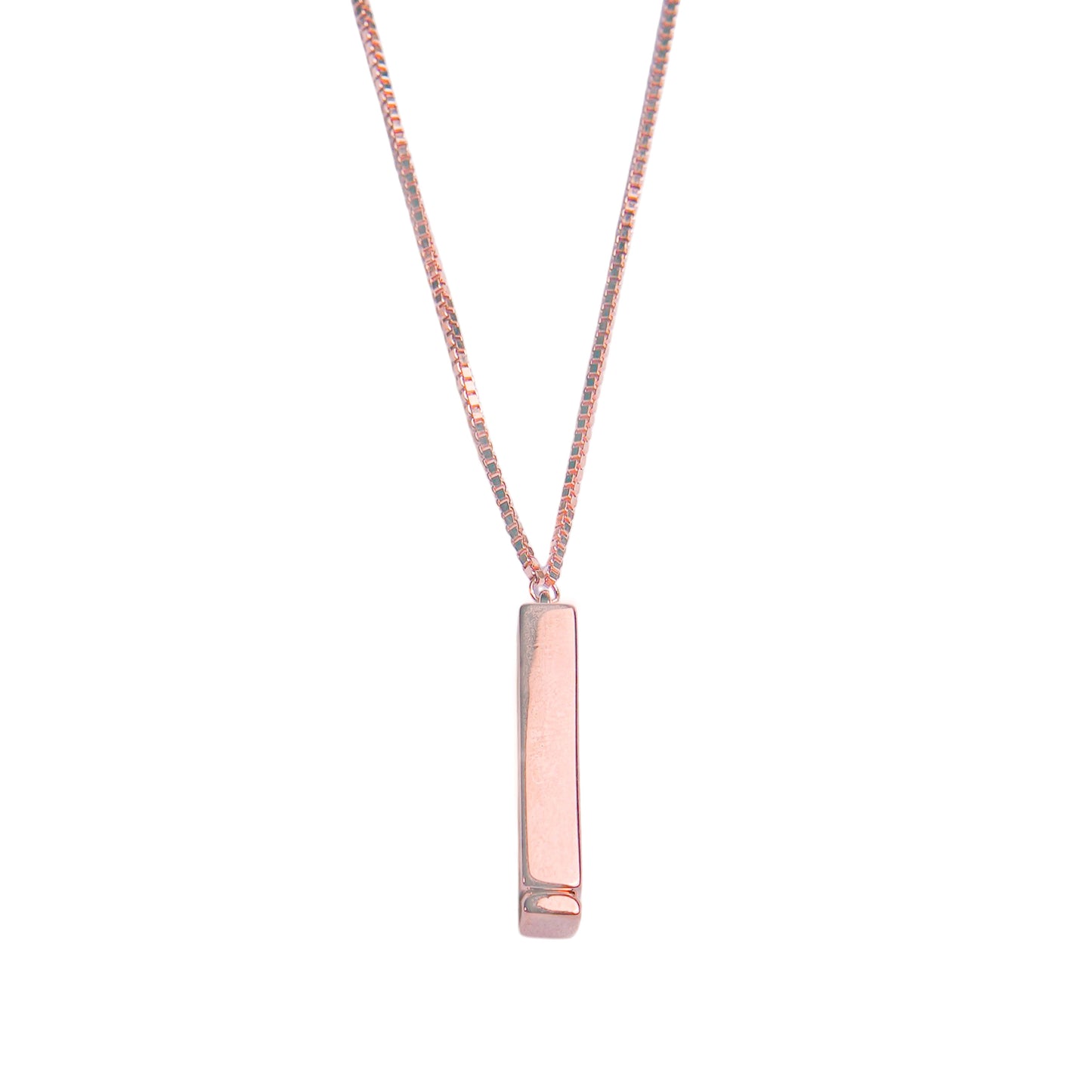 Rose Gold Bar  Silver Chain Pendant
