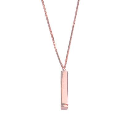 Rose Gold Bar  Silver Chain Pendant