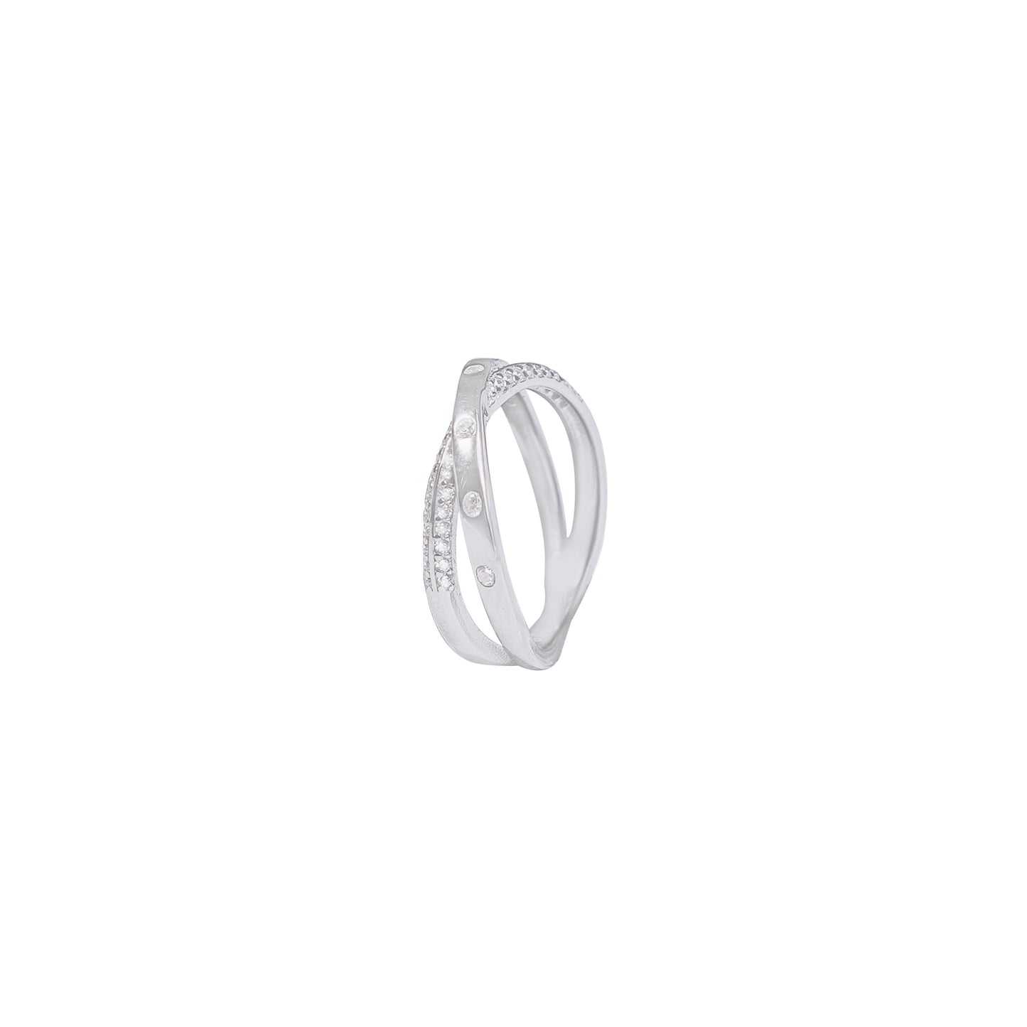 Intersecting Sparkle Silver Ring