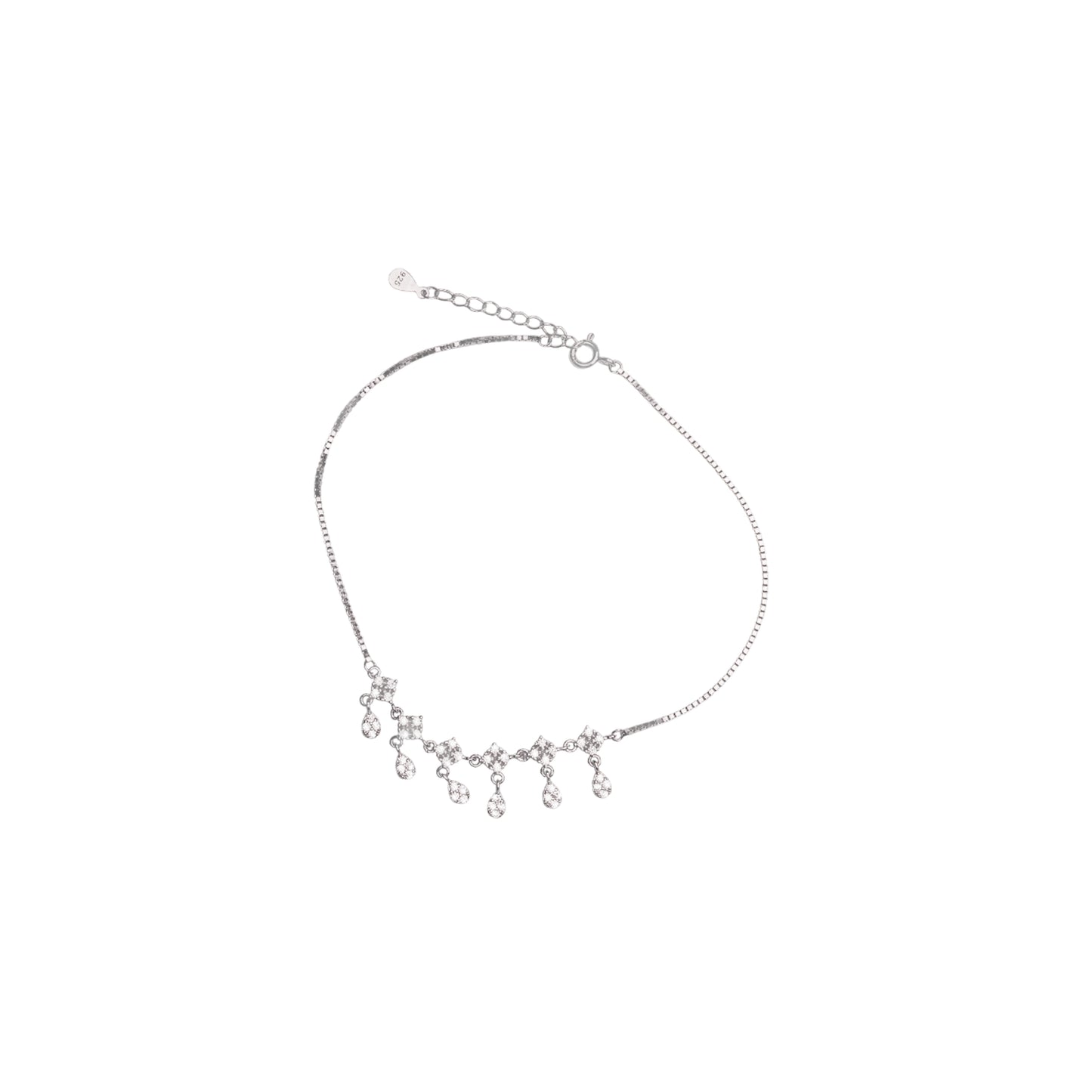 Floral Dewdrop Silver Payal