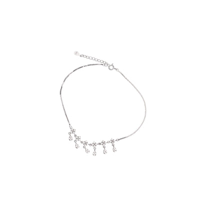Floral Dewdrop Silver Payal