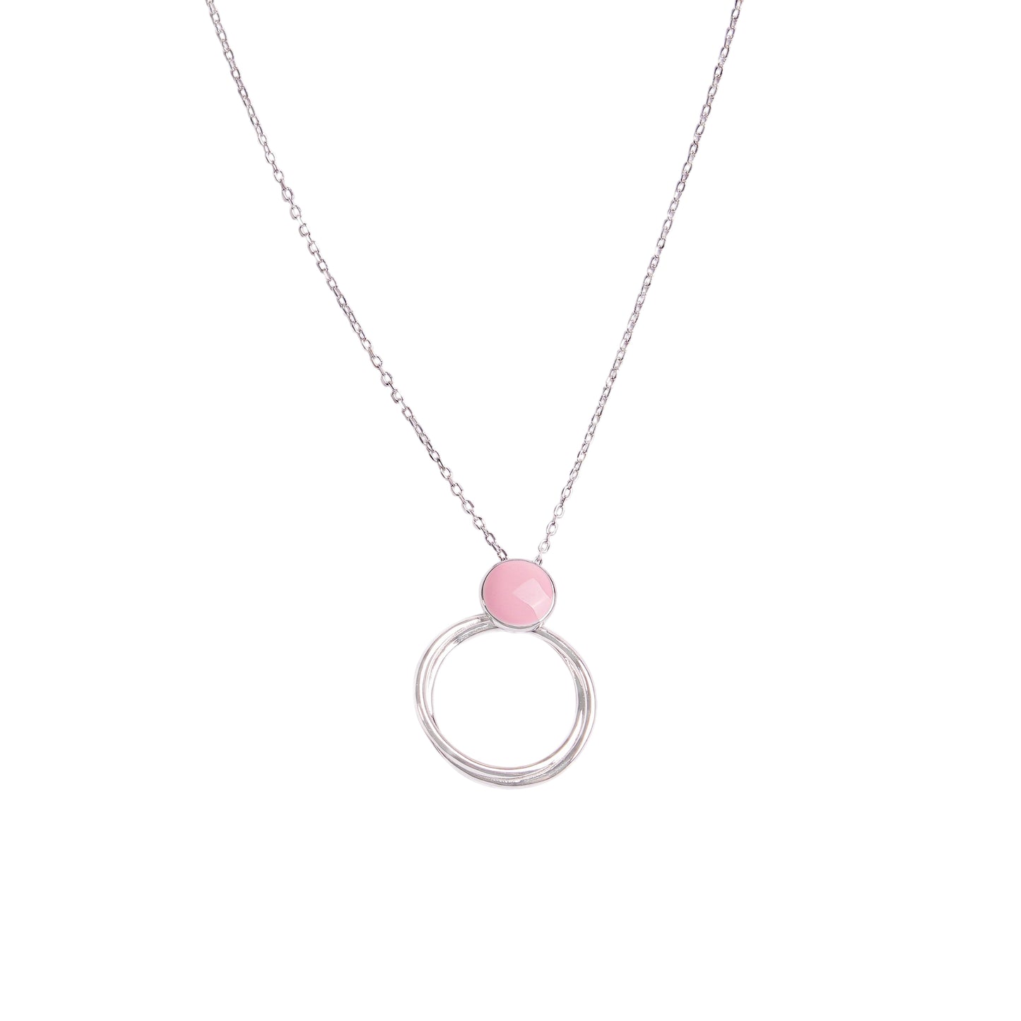 Sunstone Halo Silver Chain Pendant