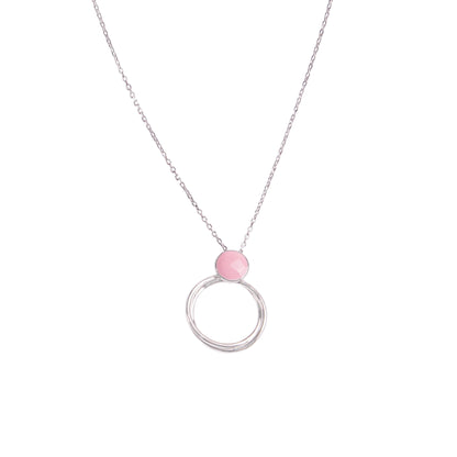Sunstone Halo Silver Chain Pendant