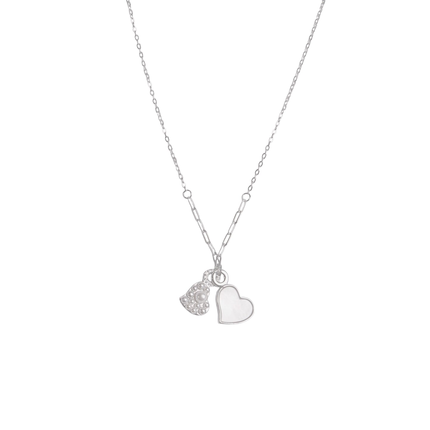 Duo Heart Silver Chain Pendant