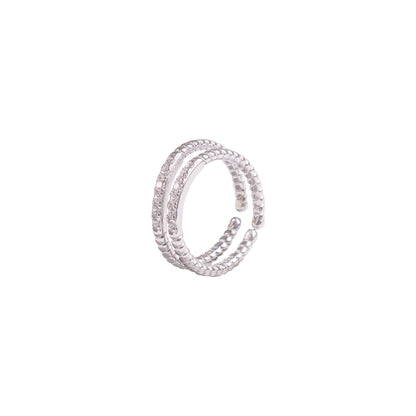 Double Band Pav̩ Sterling Silver Toe Rings