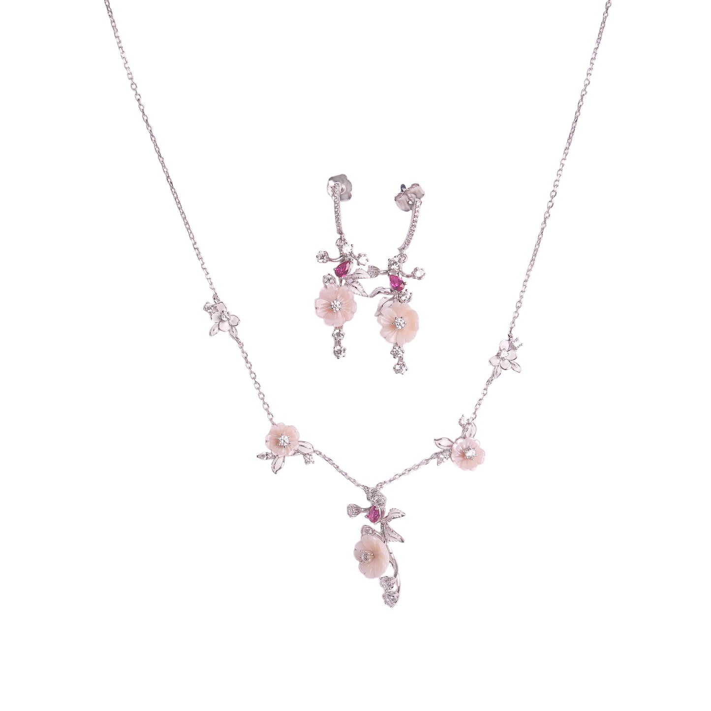Mother-of-Pearl Floral Silver Set