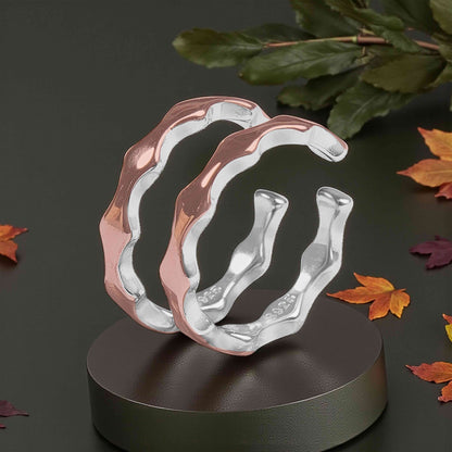 Two-Tone Wavy Sterling Silver Toe Rings