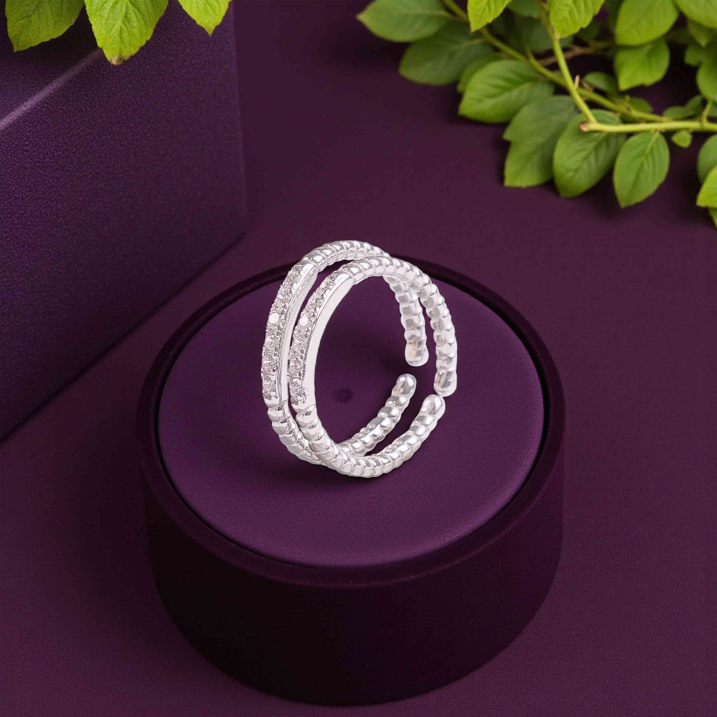 Double Band Pav̩ Sterling Silver Toe Rings