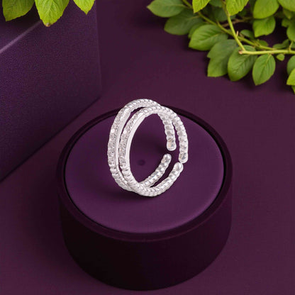 Double Band Pav̩ Sterling Silver Toe Rings