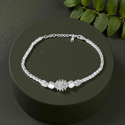 Floral Sparkle Silver Bracelet