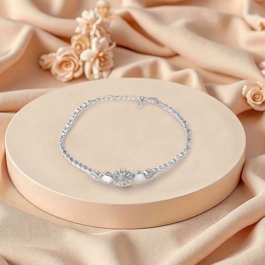 Floral Sparkle Silver Bracelet