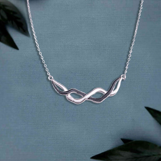 Entwined Infinity silver chain pendant