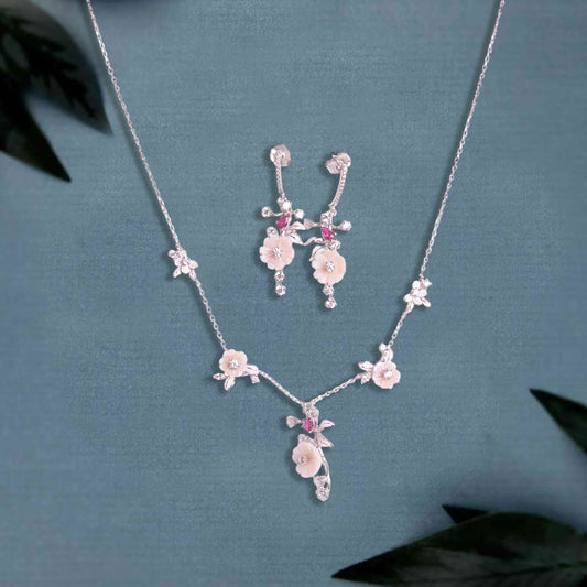 Mother-of-Pearl Floral Silver Set