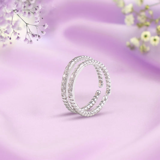Double Band Pav̩ Sterling Silver Toe Rings
