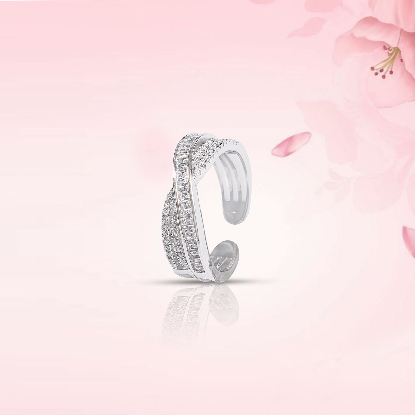 Radiant Crossover Silver Ring