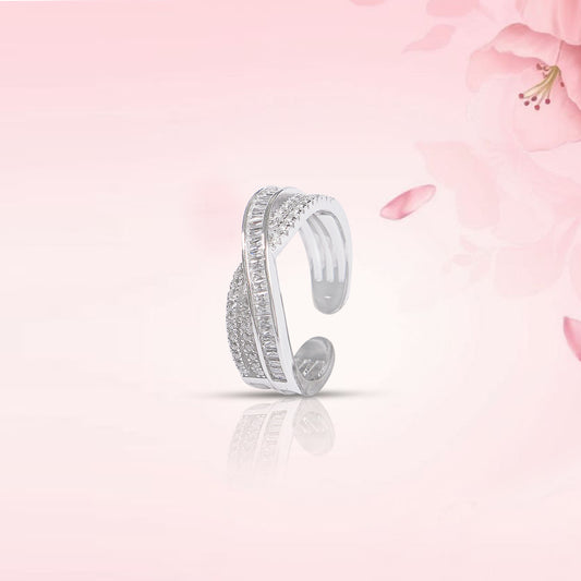 Radiant Crossover Silver Ring