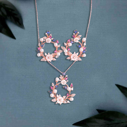 Blush Pink Halo Silver Set