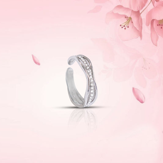 Pave Swirl Silver Ring
