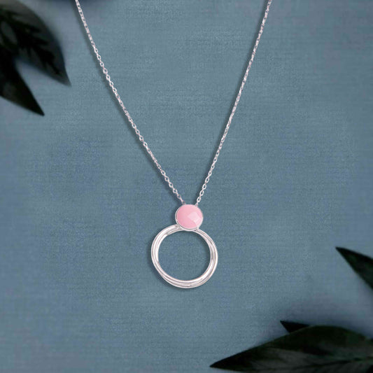 Sunstone Halo Silver Chain Pendant