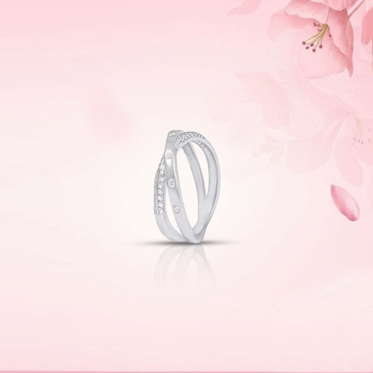 Intersecting Sparkle Silver Ring