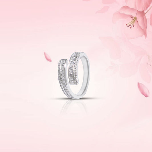 Pave Spiral Wrap Silver Ring
