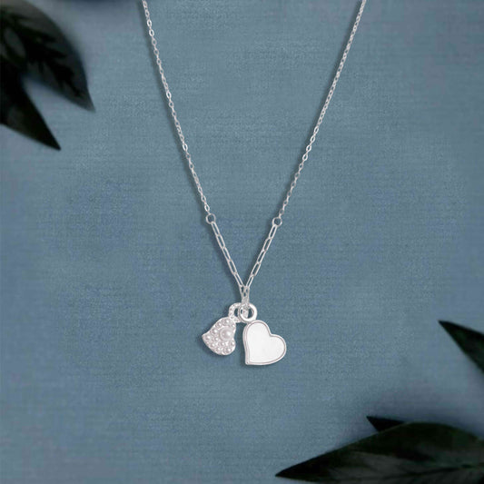 Duo Heart Silver Chain Pendant