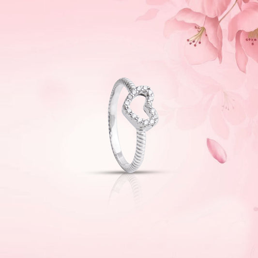 Heartfelt Sparkle Silver Ring