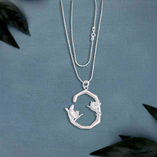 Lovebird Serenity Silver Chain Pendant