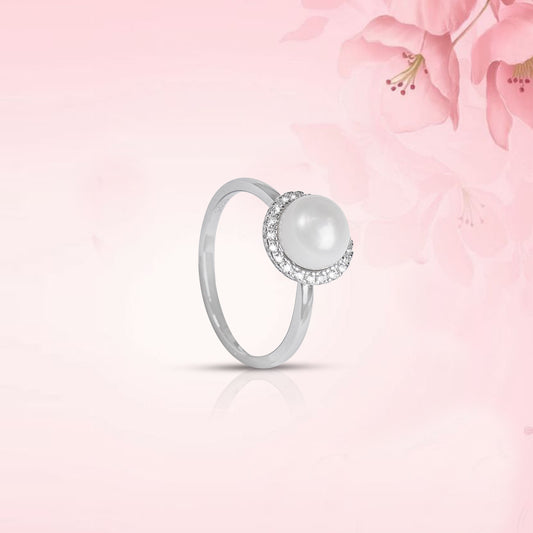 Halo Pearl Silver Ring