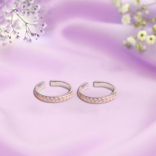 Leaf Pattern Sterling Silver Toe Rings