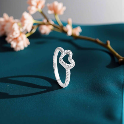 Heartfelt Sparkle Silver Ring