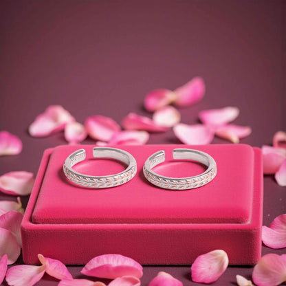 Leaf Pattern Sterling Silver Toe Rings